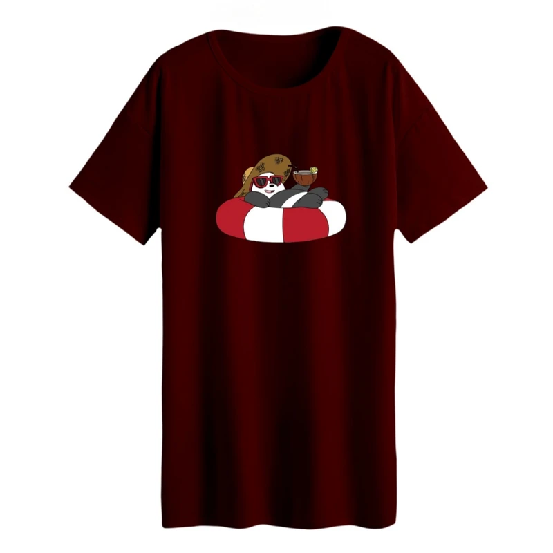 تی شرت لانگ زنانه مدل خرس سفید