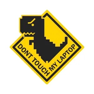 استیکر پارچه و لباس پاد آفرین مدل Don't touch my laptop طرح دایناسور کد 142  