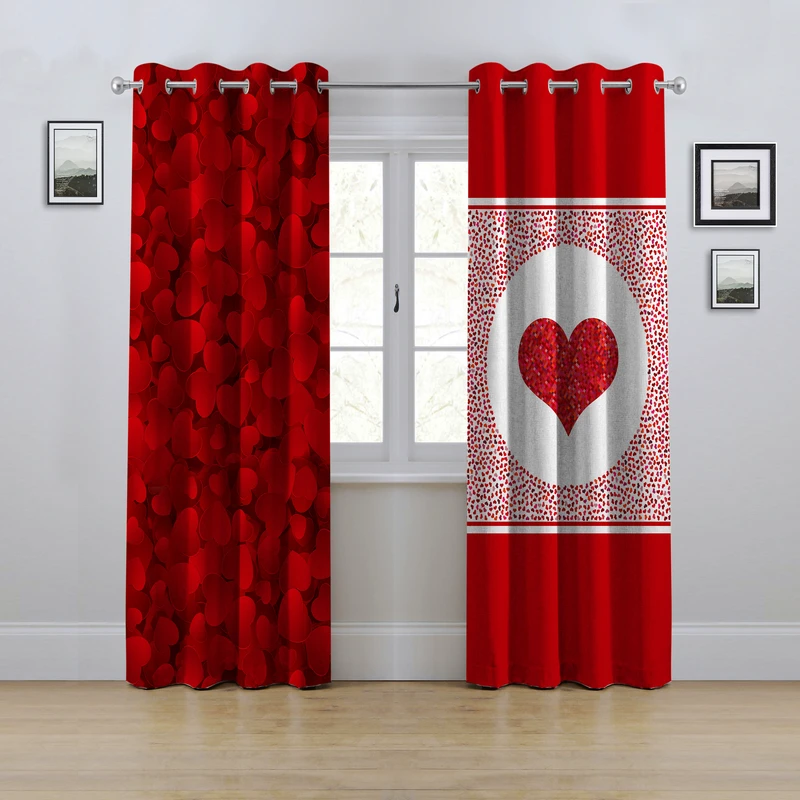 پرده مدل پانچی طرح قلب سایز 280x145 سانتی متر