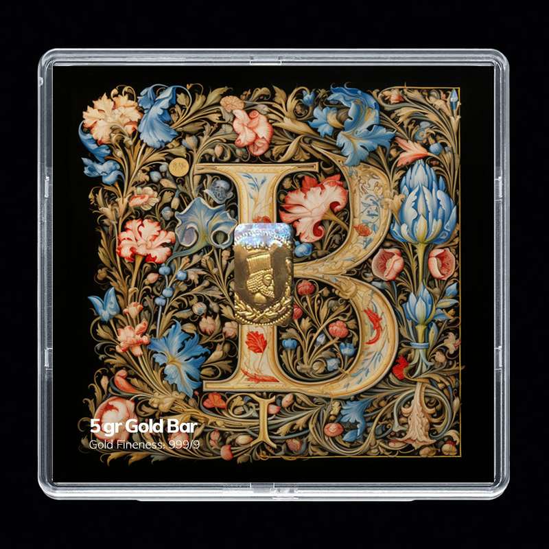 شمش طلا 24 عیار مدوپد مدل حرف B کد SH-10530