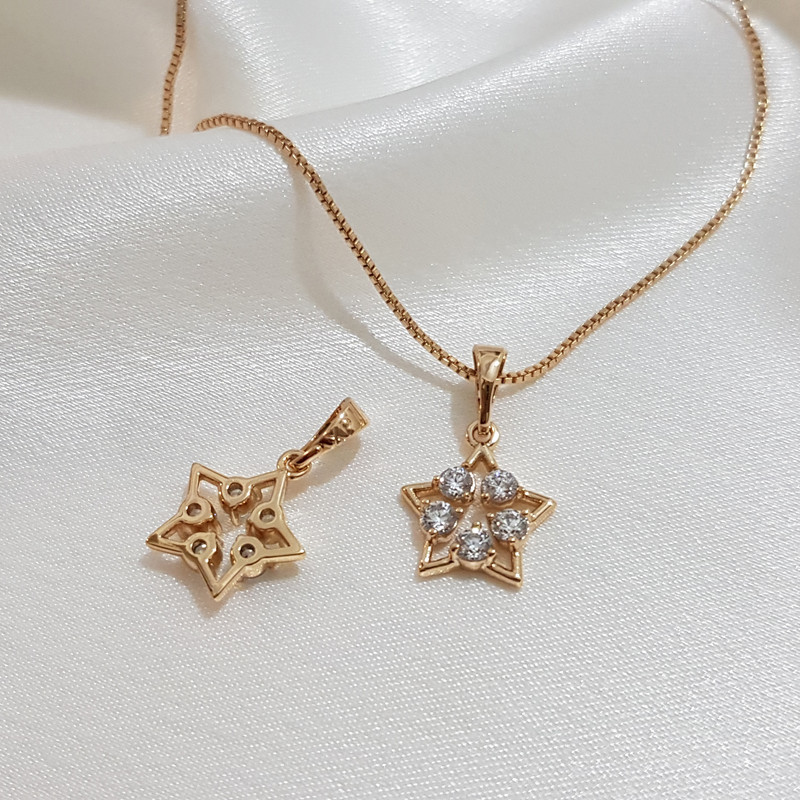 آویز گردنبند زنانه ژوپینگ مدل ستاره نگینی 3496
