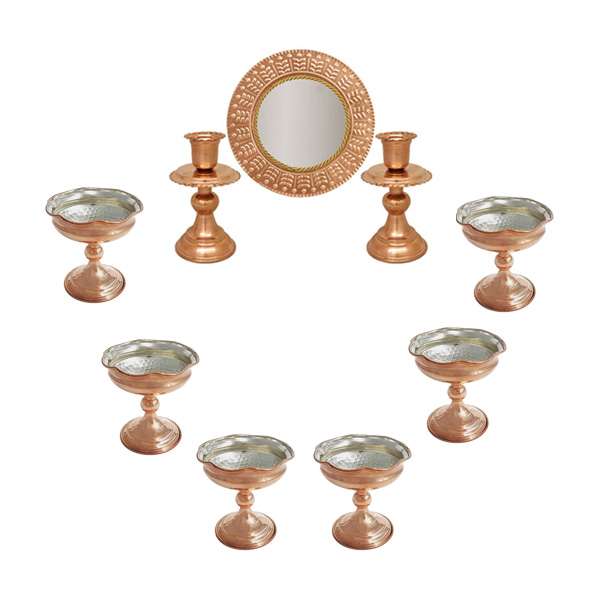 ست 9 تکه هفت سین مسی مدل پایه دار کد ZH223.261 مجموعه 9 عددی