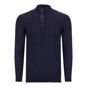 پلیور مردانه مدل یقه ایستاده نیم زیپ 2235DBL