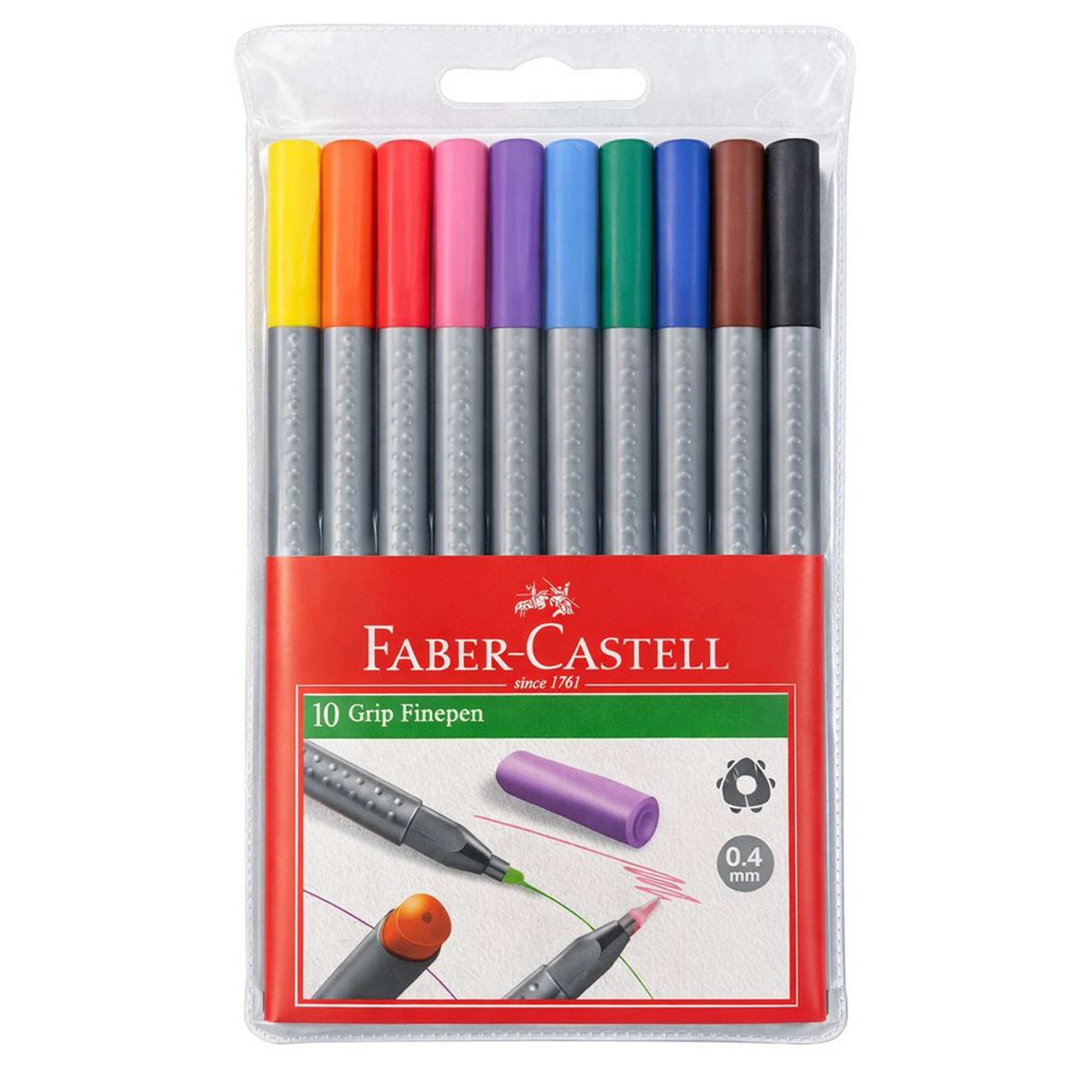 روان نویس 0.4 میلی متری فابر کاستل مدل Grip Fine pen بسته 10 عددی
