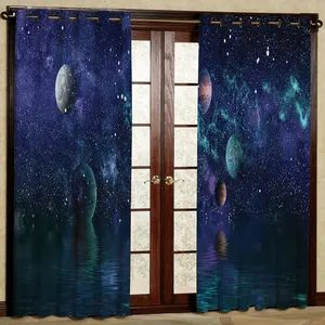 پرده مدل ستاره و سیاره ها هازان پانچی کد 2246 سایز 140x200 سانتی متر