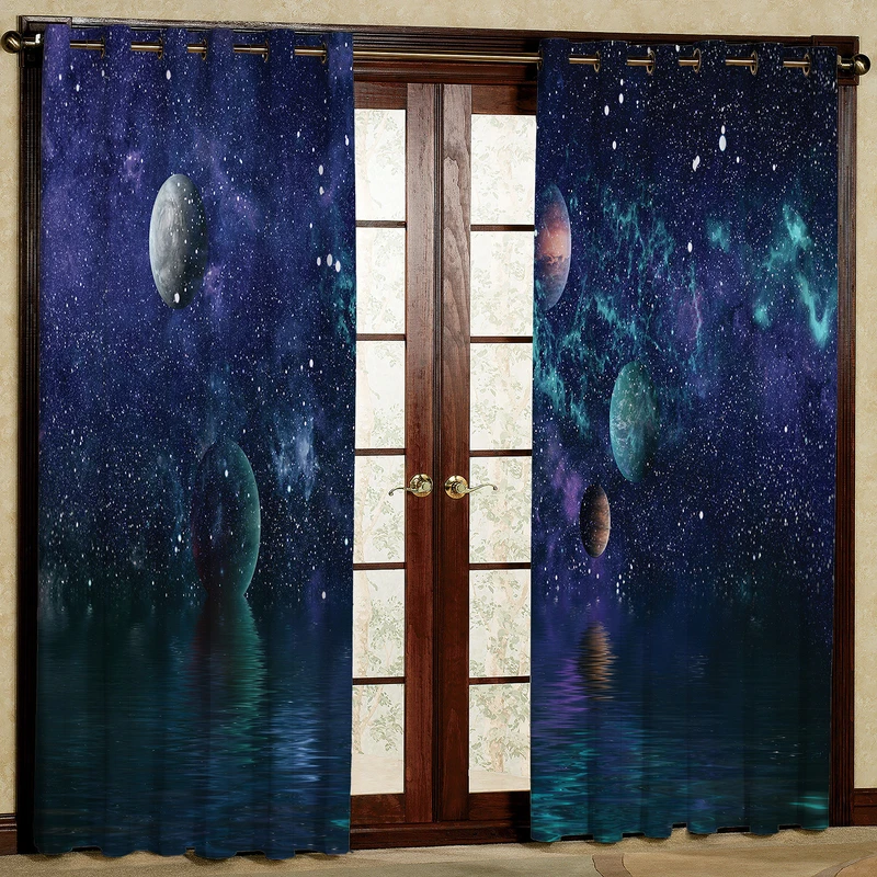 پرده مدل ستاره و سیاره ها هازان پانچی کد 2246 سایز 140x200 سانتی متر