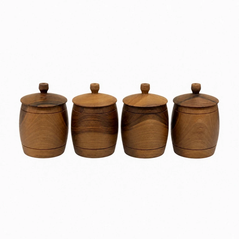 بانکه مدل چوب گردو خمره ای کد L13 بسته 4 عددی