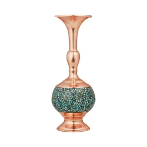 گلدان فیروزه کوبی مسی مدل گیلاسی کد 25