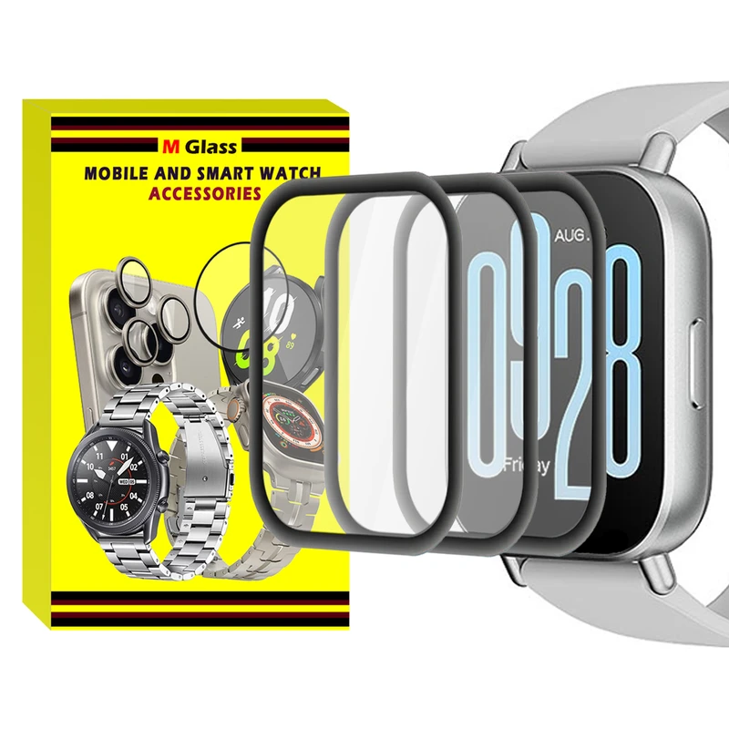 محافظ صفحه نمایش نانو ام‌گلس مدل GLS_Pmma مناسب برای ساعت هوشمند شیائومی Redmi Watch 5 Active 49mm بسته سه عددی