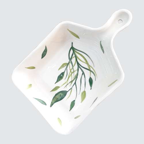 ظرف سرامیکی طرح برگ مدل تابه ای کد ZP23