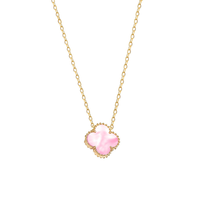 گردنبند طلا 18 عیار زنانه با طرح ونکلیف ماوی گالری مدل گل تک صدفی