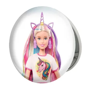 آینه جیبی خندالو طرح عروسک باربی مدل تاشو کد 24639 