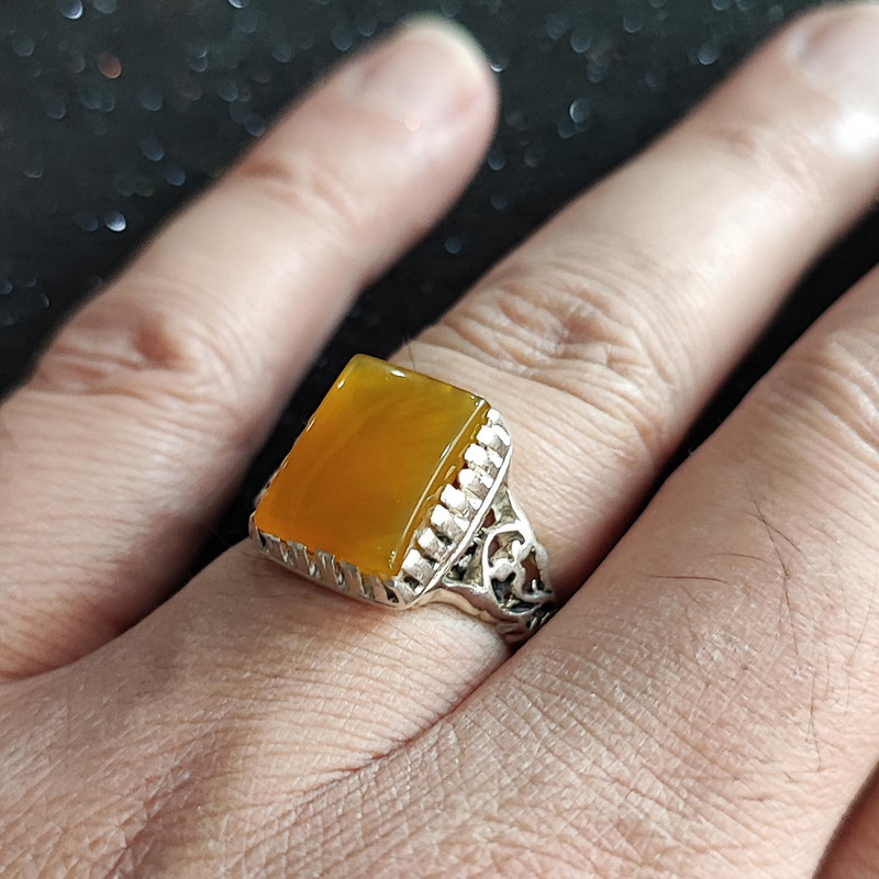 انگشتر نقره مردانه مدل عقیق شرف الشمس MSH2021