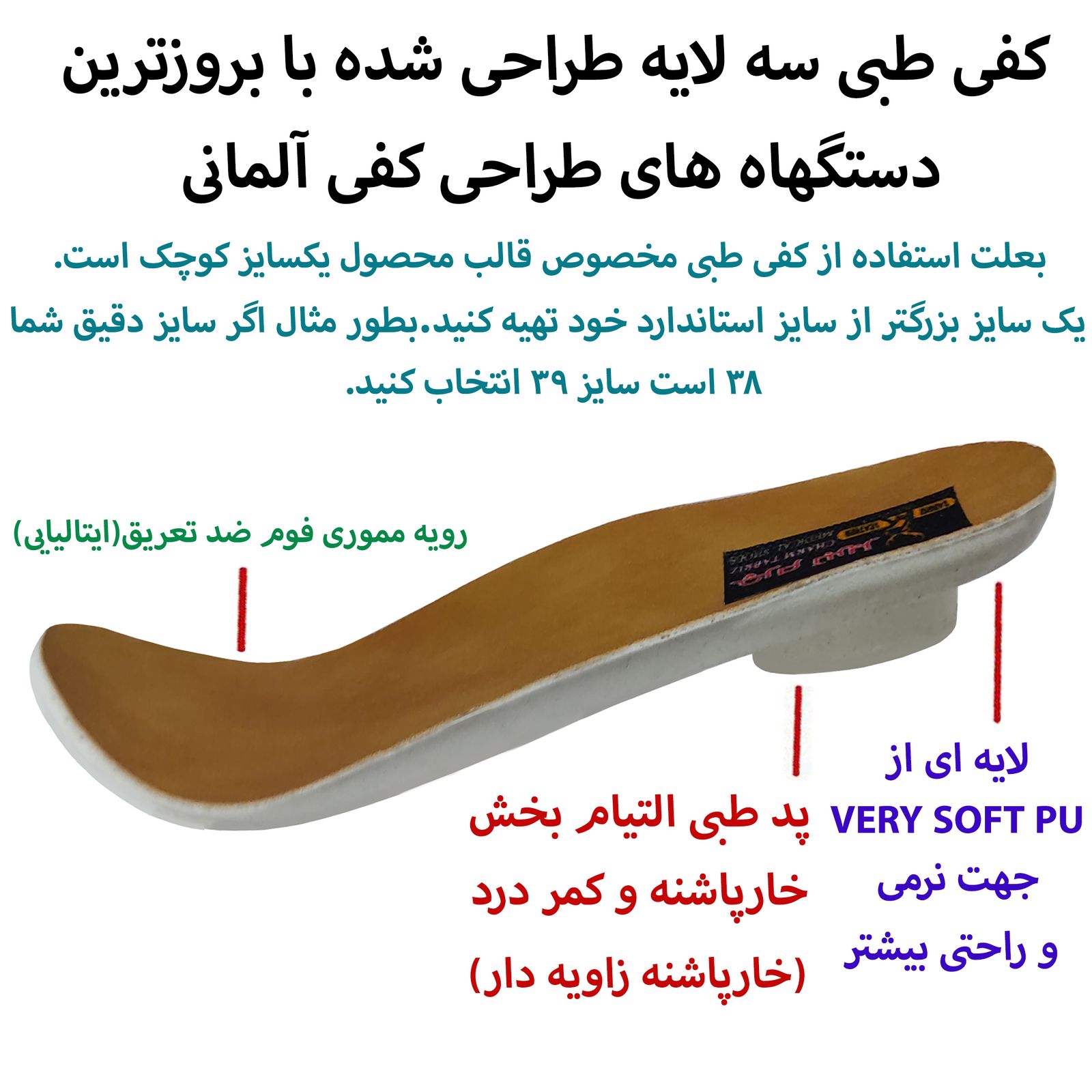 کفش طبی زنانه چرم تبریز مدل ارتوپدی رنگ مشکی -  - 6