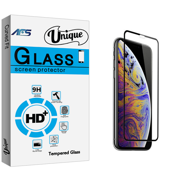 محافظ صفحه نمایش شیشه ای ای اف اس مدل Unique Glass مناسب برای گوشی موبایل اپل iPhone Xs max