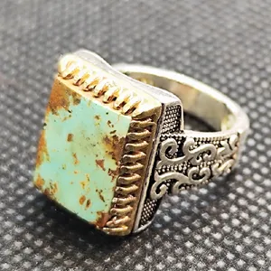 انگشتر نقره مردانه مدل سنگ فیروزه نیشابور کد 720