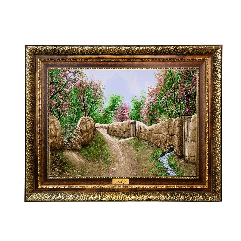 تابلو فرش ماشینی نقش نگار رضوی طرح کوچه باغ کد 1916H