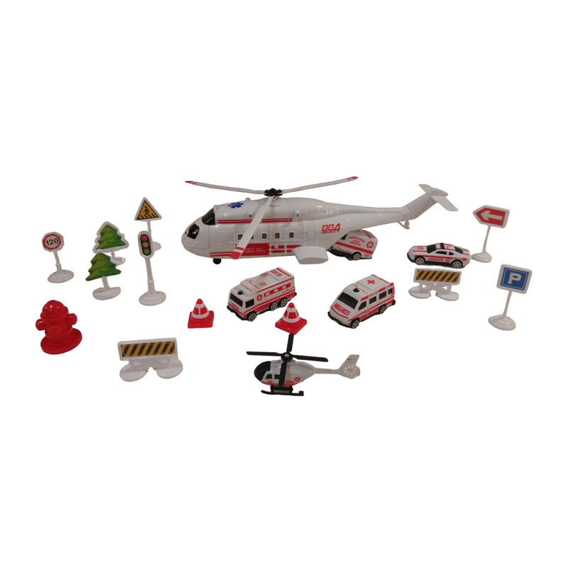 هلیکوپتر بازی مدل امدادی طرح آمبولانس مجموعه 17 عددی