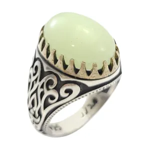 انگشتر نقره مردانه مدل گوهر شب تاب