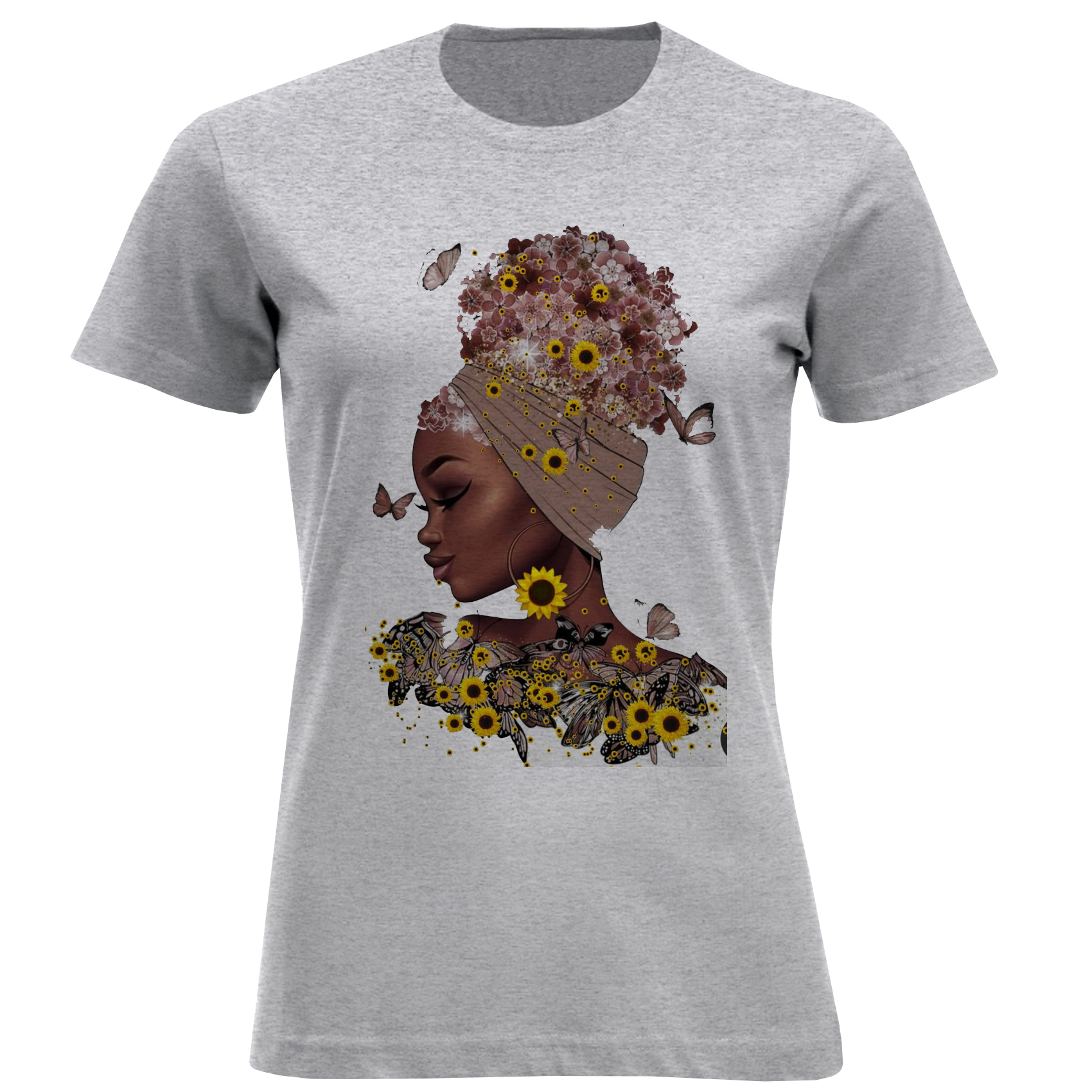 تی شرت آستین کوتاه زنانه مدل دختروگل آفتابگردون F1494