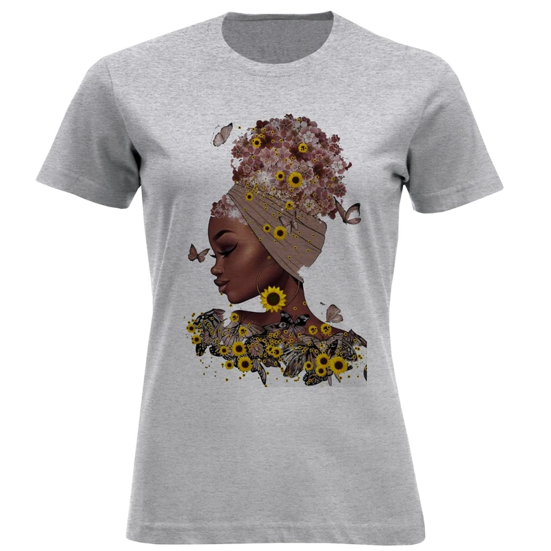 تی شرت آستین کوتاه زنانه مدل دختروگل آفتابگردون F1494