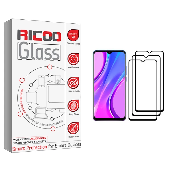 محافظ صفحه نمایش ریکوو مدل +HD مناسب برای گوشی موبایل شیائومی Redmi 9 بسته 3 عددی