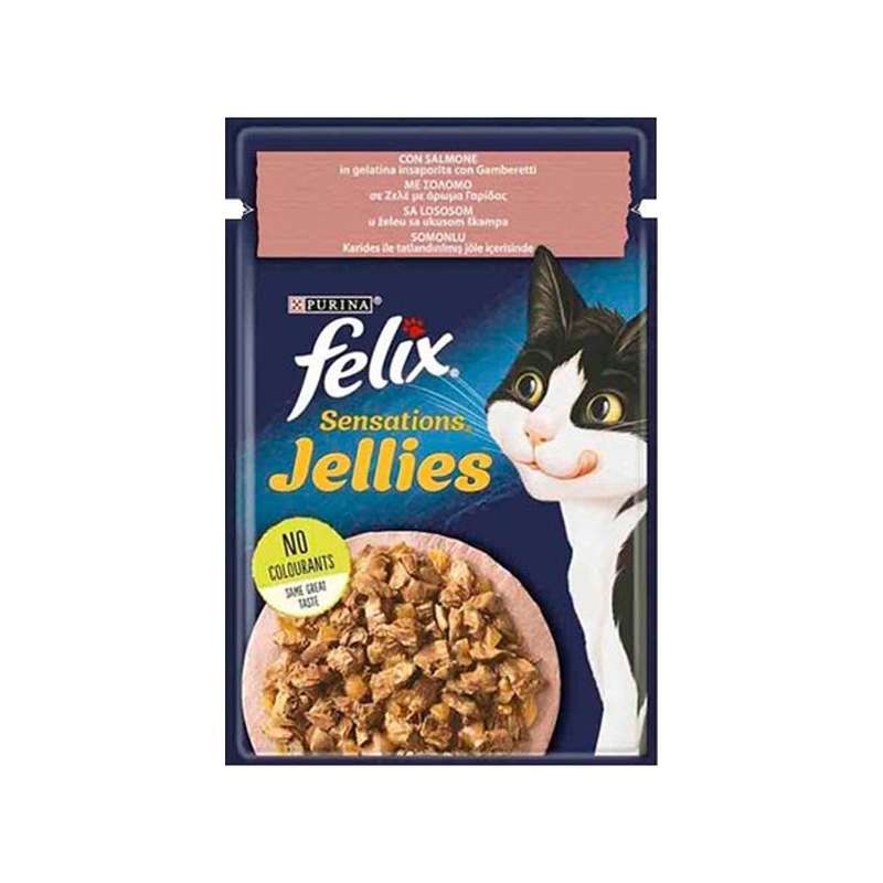 غذای پوچ گربه فلیکس مدل سالمون در ژله وزن 85 گرم