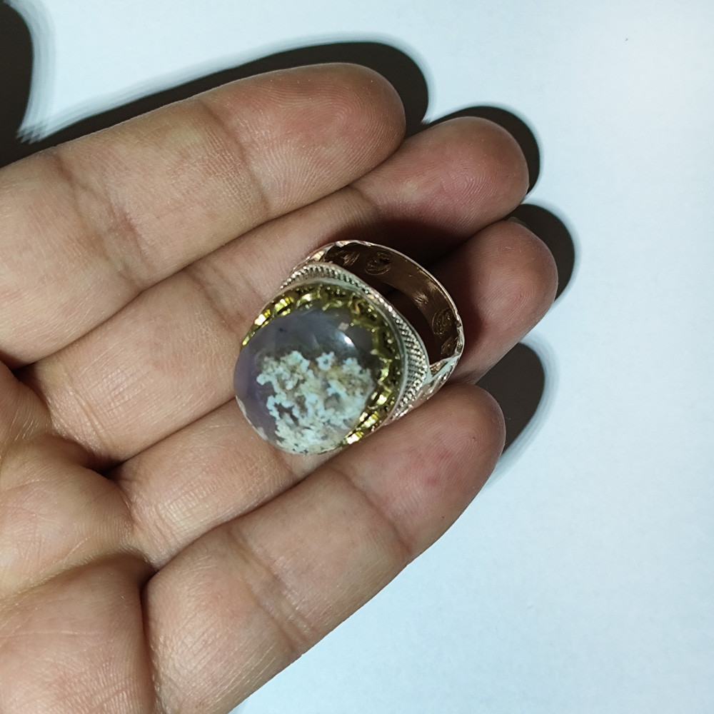 انگشتر نقره مردانه مدل عقیق شجر بهاری مدل STAR 140