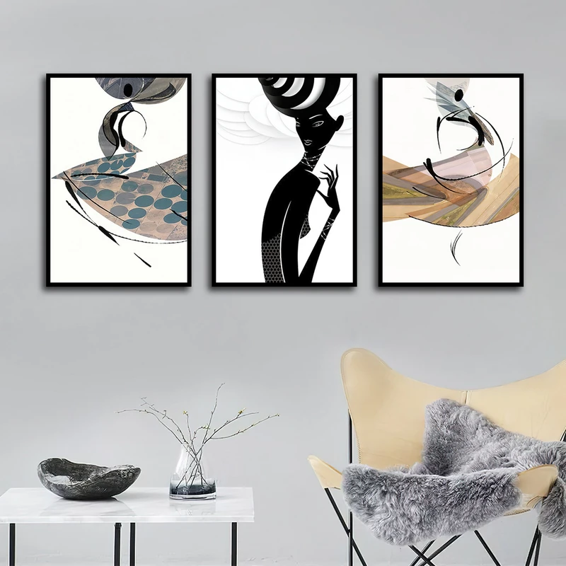 تابلو بکلیت طرح نقاشی مدرن خطوط مدل B-1696 مجموعه 3 عددی