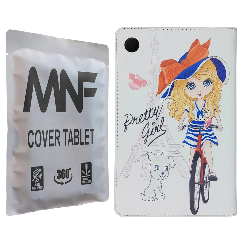 کیف کلاسوری ام ان اف طرح دختر فانتزی دوچرخه سوار کد M-375 مناسب برای تبلت سامسونگ Galaxy Tab A9 / X115