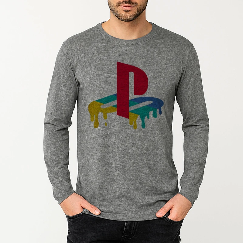 تی شرت آستین بلند مردانه مدل پلی استیشن W304