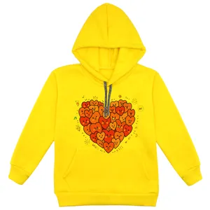 هودی دخترانه مدل قلب F109 رنگ زرد