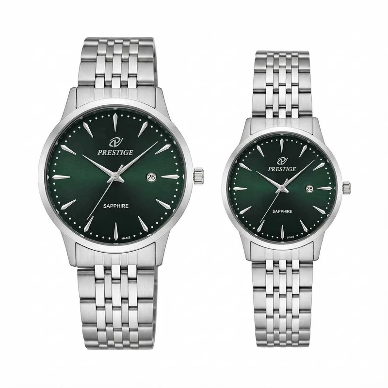 ست ساعت مچی عقربه‌ای کوارتز زنانه و مردانه پرستیژ مدل 9204 GR