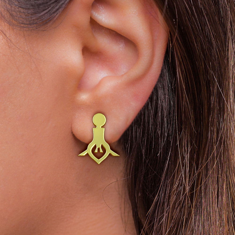 گوشواره طلا 18 عیار زنانه مدوپد مدل هندسی کد GA1-10153