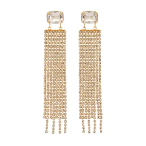 گوشواره میخی زنانه مدل ریسه نگینی مجلسی