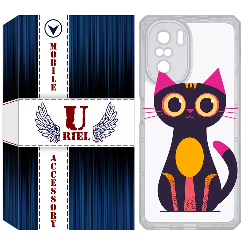 کاور یوریل مدل Clear کد 46 طرح گربه مناسب برای گوشی موبایل شیائومی Poco F3 / Redmi K40 / Mi 11i