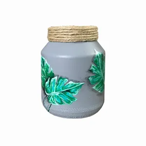 گلدان شیشه ای پاستل گالری مدل برگ