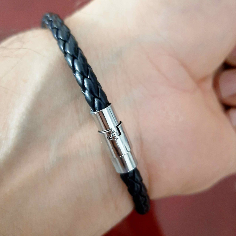 دستبند مردانه مدل ملوانی لنگر چرم کد 1400