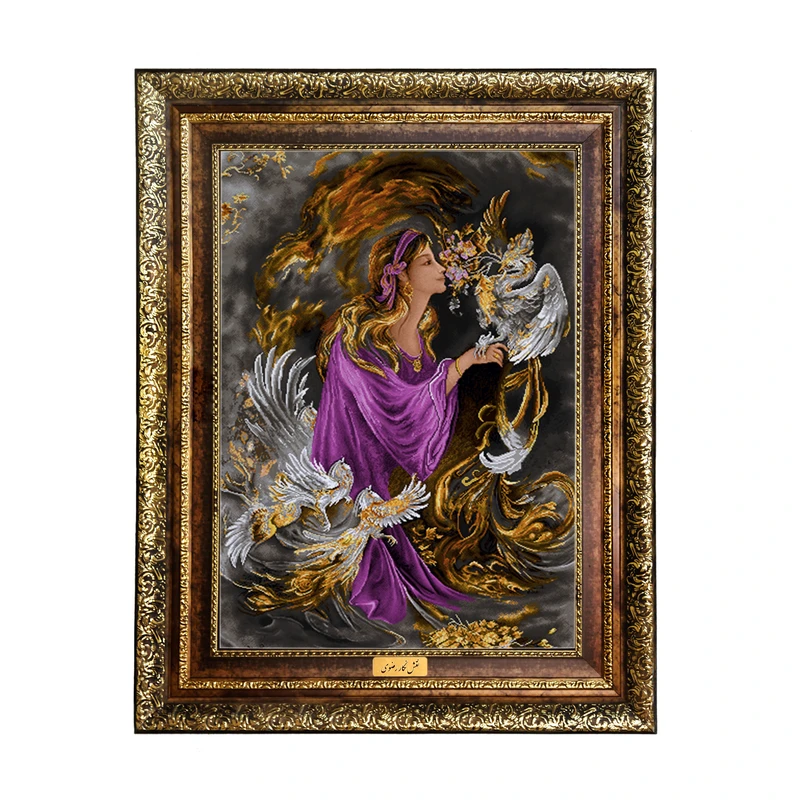 تابلو فرش ماشینی نقش نگار رضوی طرح مینیاتور کد 1496H