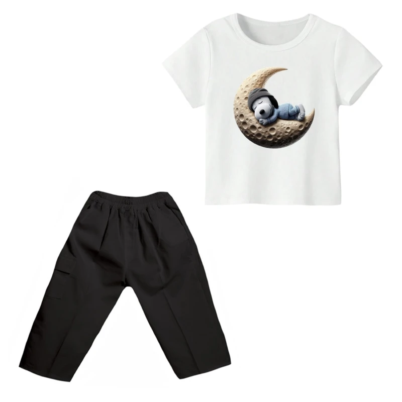 ست تی شرت و شلوارک پسرانه مدل اسنوپی کد ۶۶