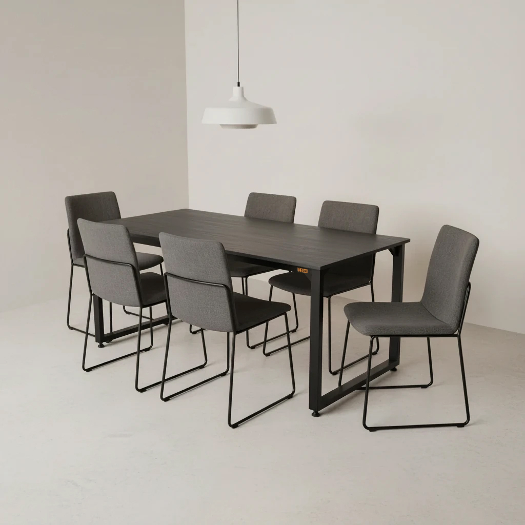 میز ناهارخوری شش نفره دیزم مدل مونتاژی LNC_asm_150×90_B