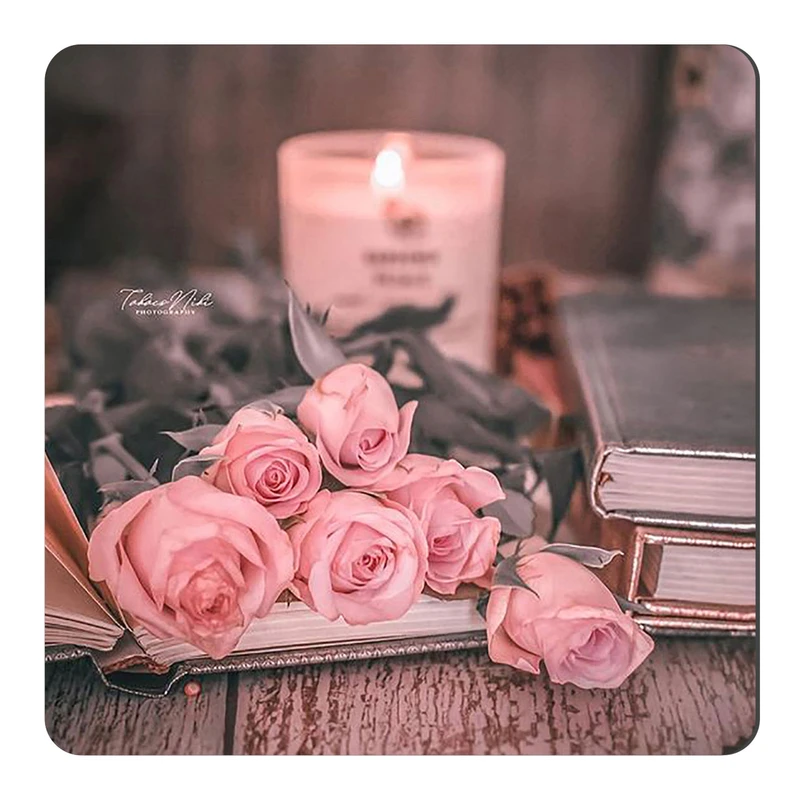 مگنت طرح رزهای صورتی و شمع کد wmg3906