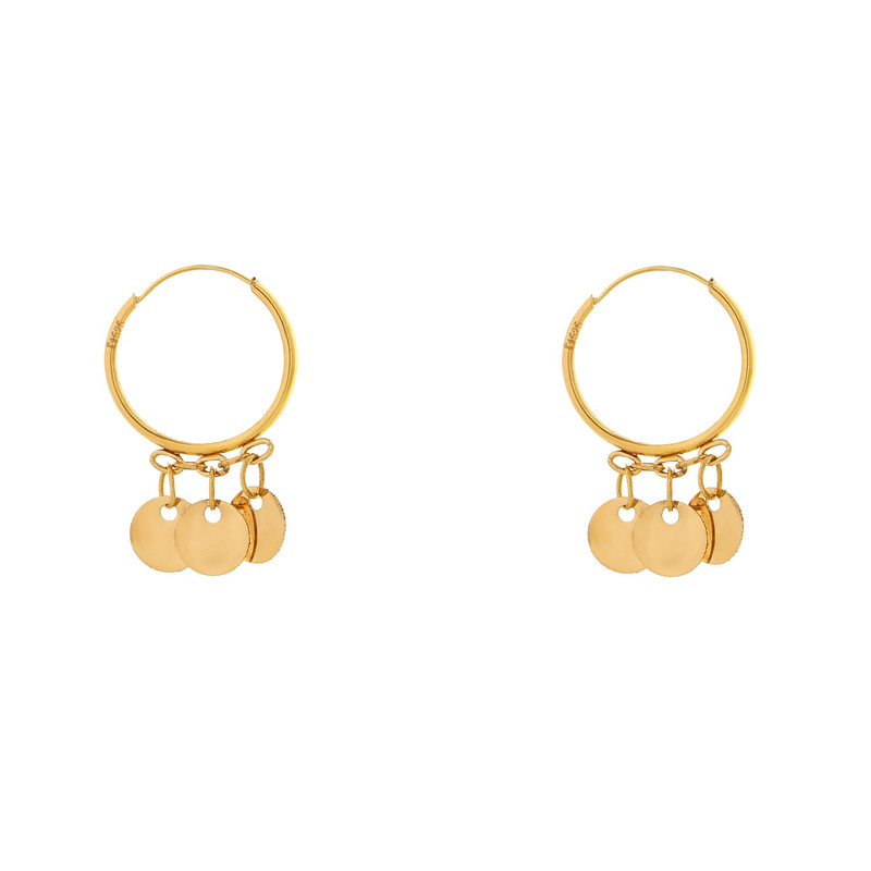 گوشواره حلقه‌ای طلا 18 عیار زنانه هور گالری مدل پولک 3 کد RCE705