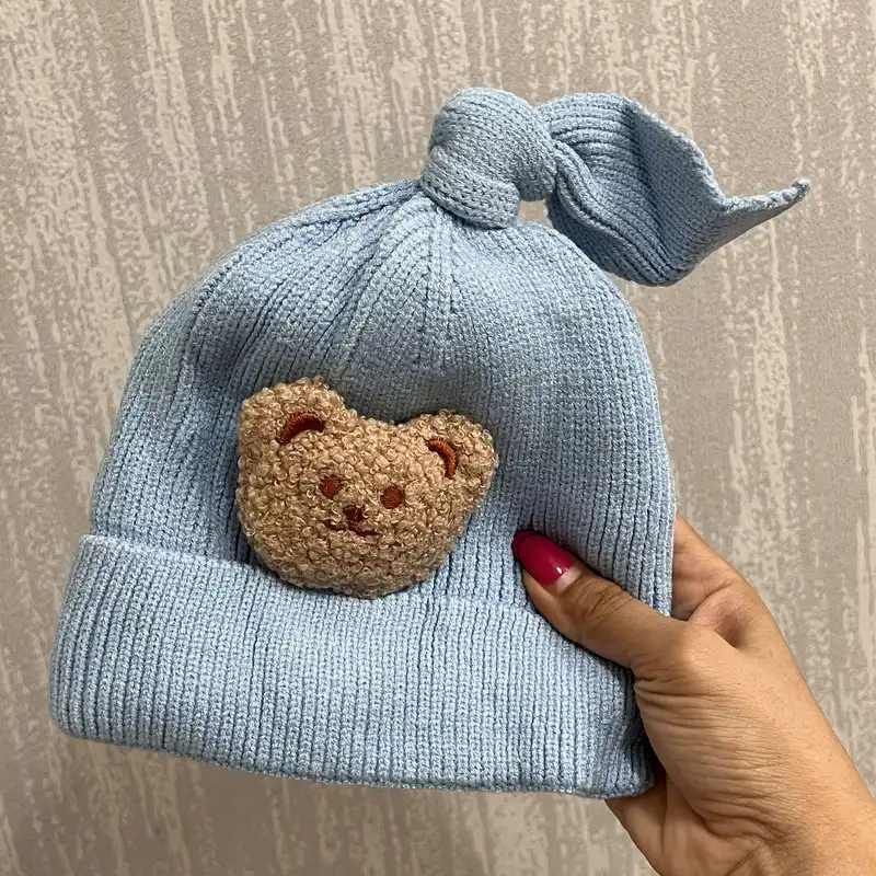 کلاه بافتنی بچگانه مدل گره تدی کد B L O 1