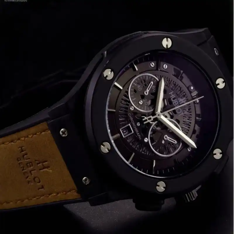 ست ساعت مچی عقربه ای زنانه و مردانه  مدل اسکلتون تک موتور