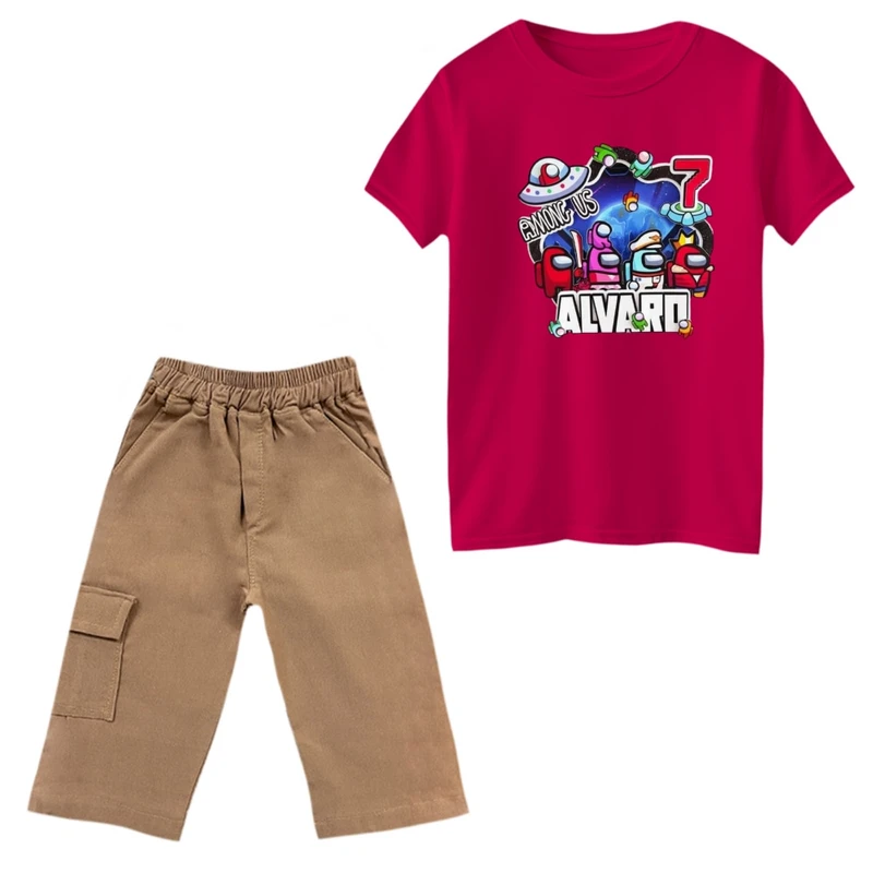 ست تی‌شرت و شلوارک پسرانه مدل امانگ آس کد 4