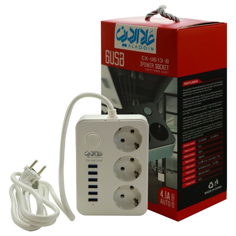 چندراهی برق علاالدین مدل 6USB چندراهی برق علاالدین مدل 6USB