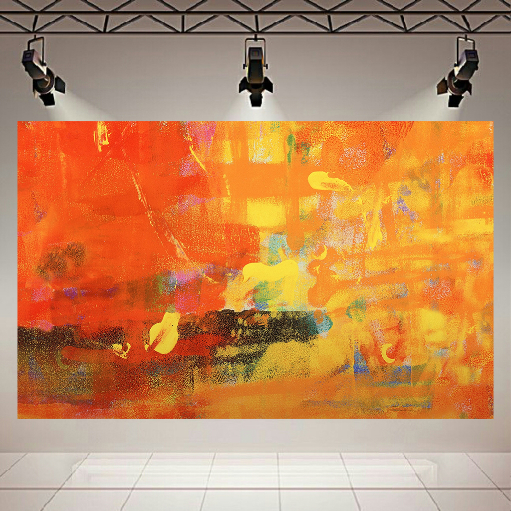 پوستر پارچه ای طرح نقاشی مدرن مدل Orange Painting کد AR17490