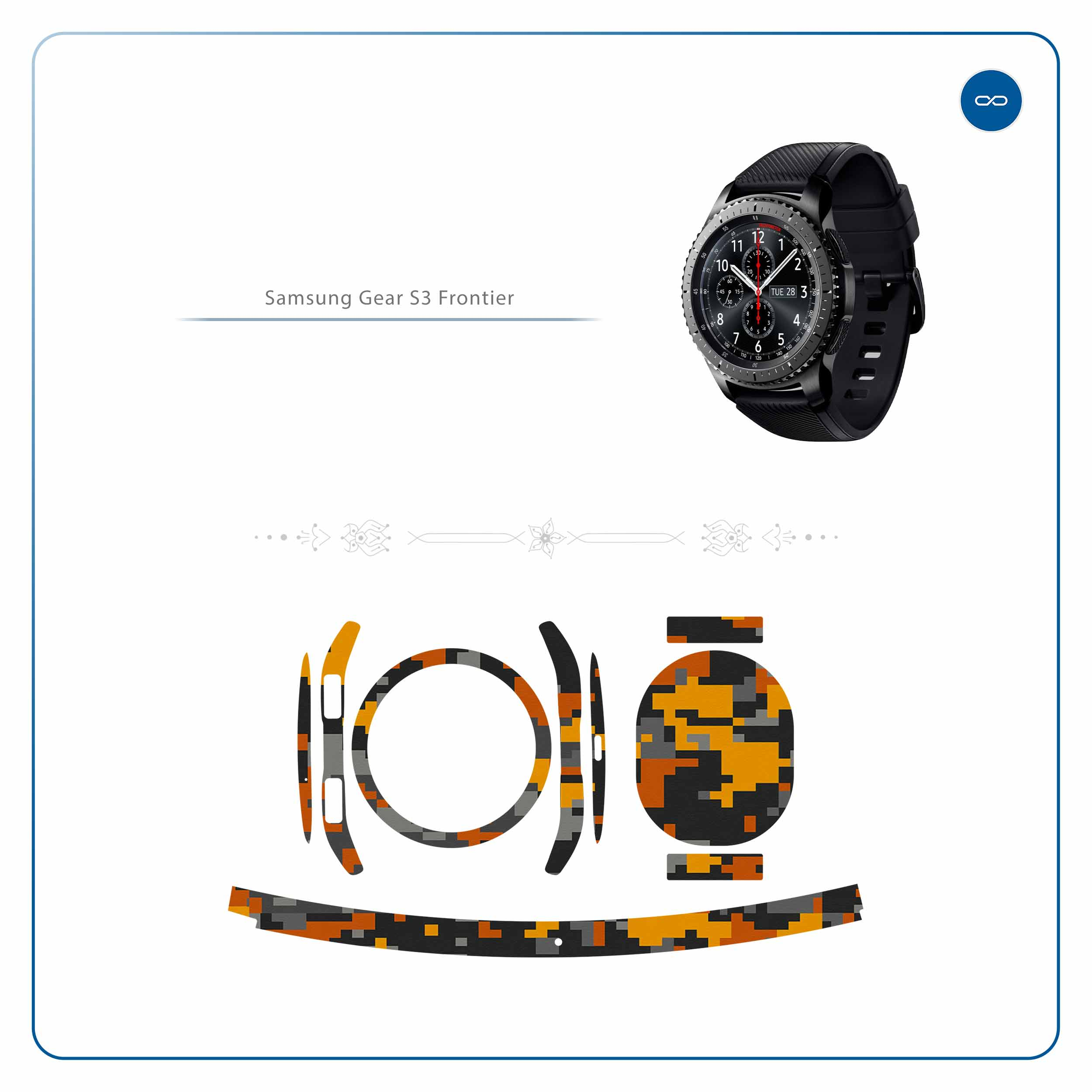 برچسب ماهوت طرح Army-Autumn-pixel مناسب برای ساعت هوشمند سامسونگ Galaxy Gear S3 Frontier