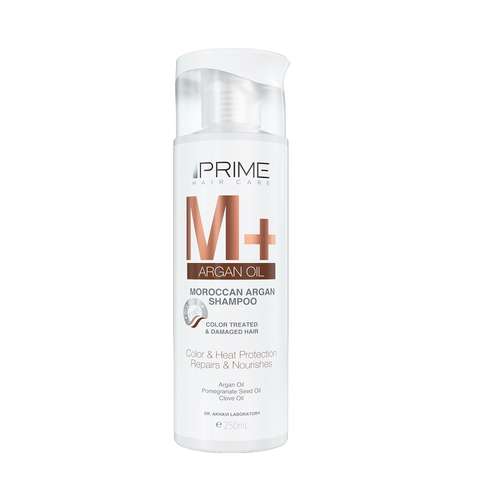 شامپو تقویت کننده و مغذی پریم مدل M+ Argan Oil مناسب موهای رنگ شده حجم 250 میلی لیتر